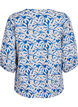 3/4 sleeve cotton blouse with flowers, Blue, Packshot image number 1