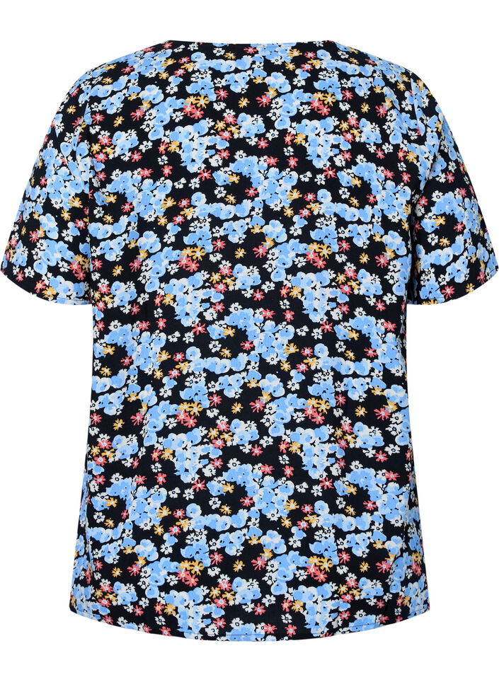 Printed pyjama top in viscose, Black, Packshot image number 1