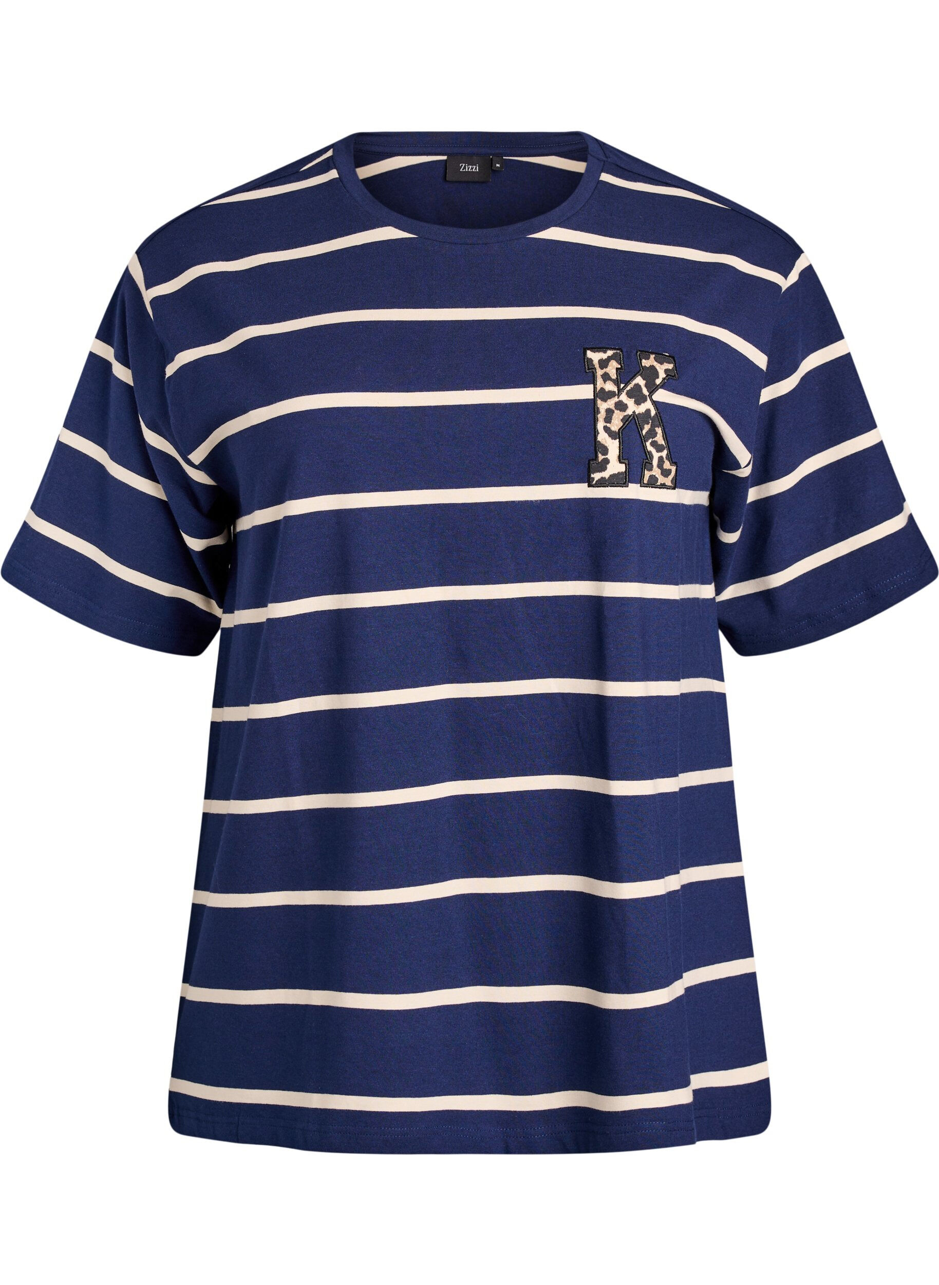T-shirt with stripes and leopard detail