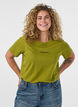 Cotton T-shirt with text badge, Green, Model image number 0
