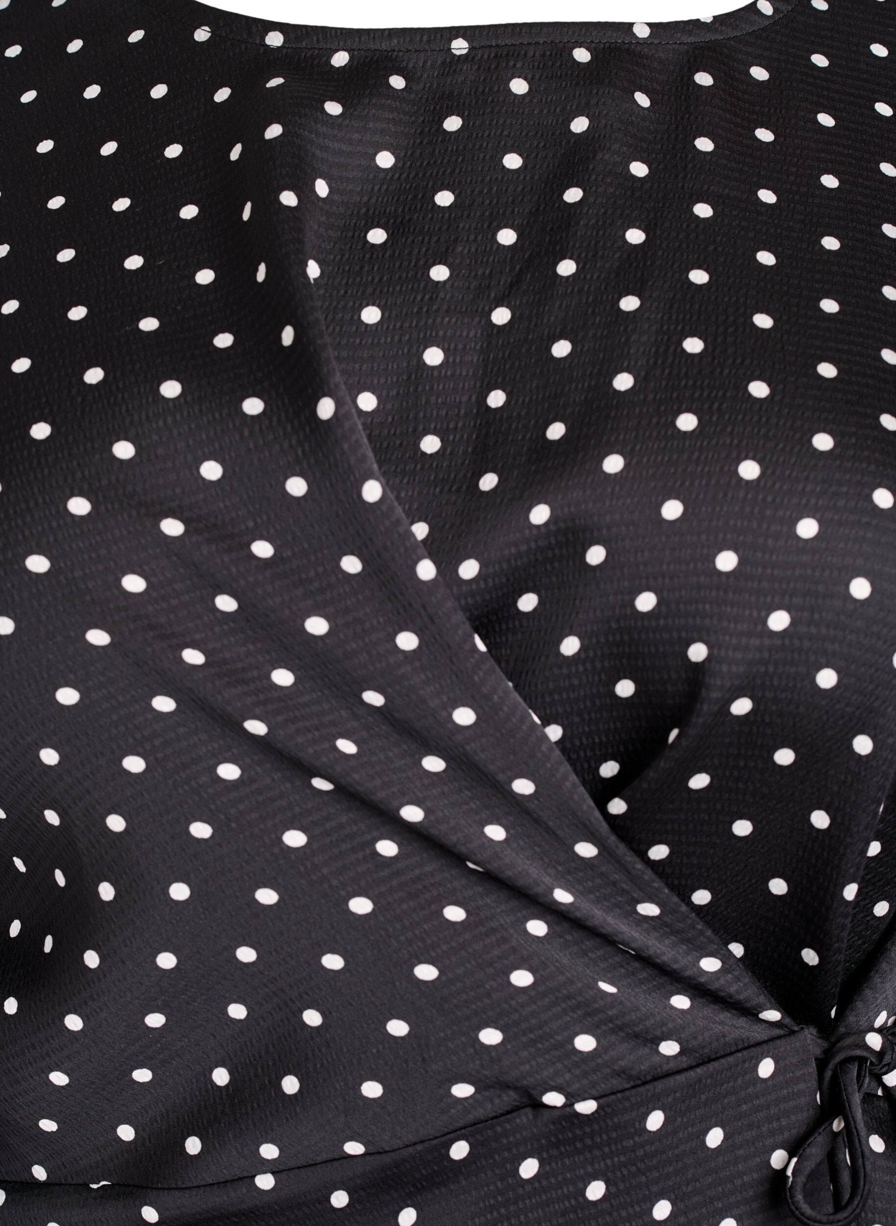 Zizzifashion Polka dot blouse with tie-fastening and 3/4-sleeves, Black, Packshot image number 2