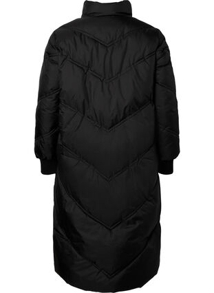 Long puffer winter jacket, Black, Packshot image number 1