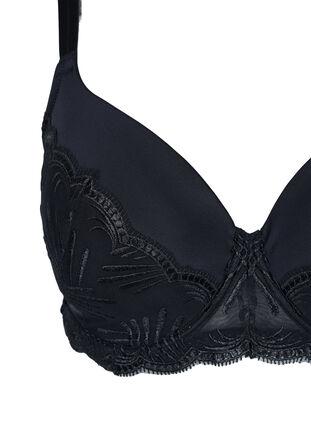Underwire bra with padding and lace, Black, Packshot image number 2