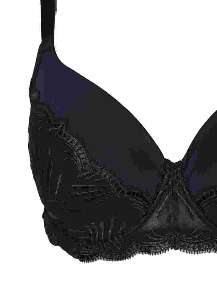 Sophia underwire bra with padding and lace, Black, Packshot image number 2