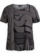 Short sleeve viscose blouse with print, Black, Packshot image number 0