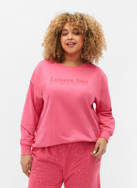 Cotton sweatshirt with text print, Hot P. w. Lesuire S., Model