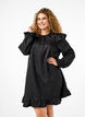 Jacquard dress with long sleeves and ruffle detail, Black, Model image number 0