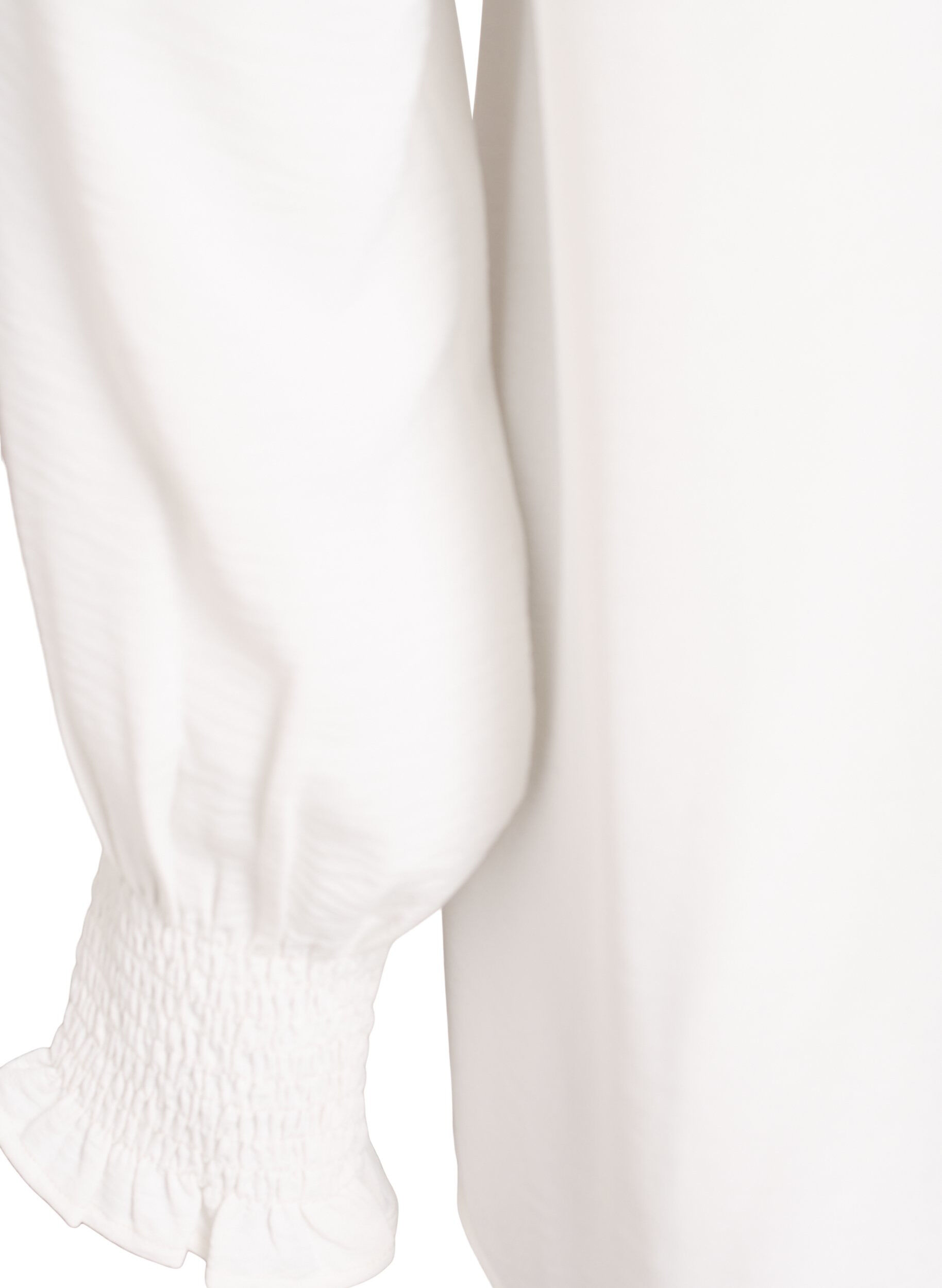 Zizzifashion Blouse with smock cuffs and V-neck, Vanilla, Packshot image number 3