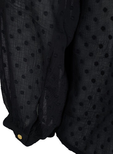 Dotted V-neck blouse with pearls, Black w. Cobber, Packshot image number 3