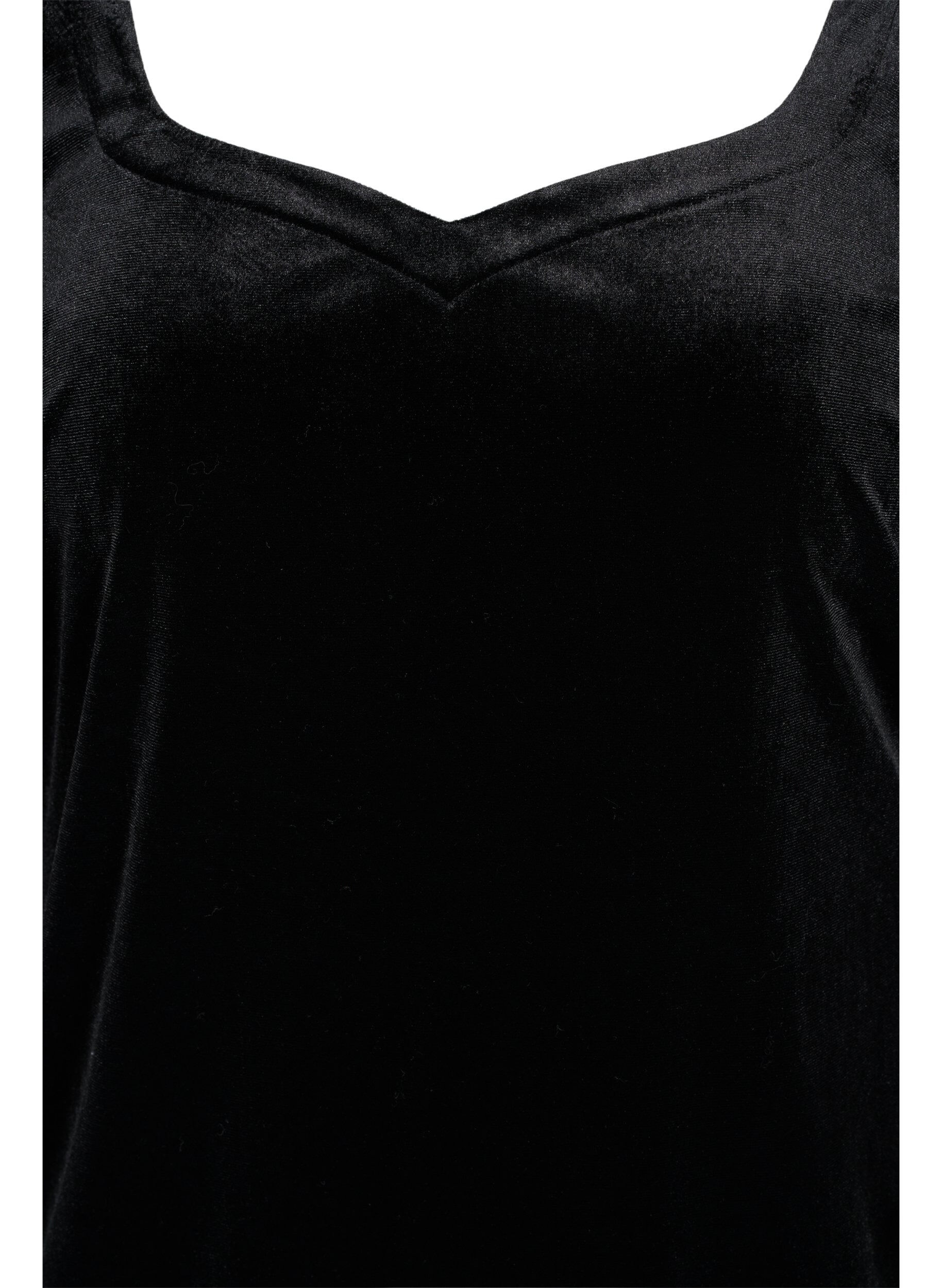 Zizzifashion Velour dress with long sleeves, Black, Packshot image number 2
