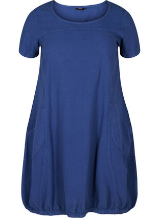 Short-sleeved cotton dress, Twilight Blue, Packshot image number 0