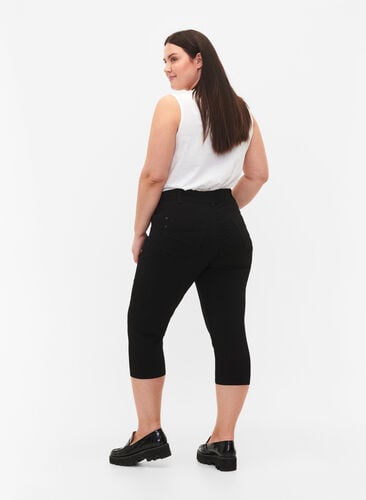 Tight fit Capri pants in a viscose blend, Black, Model image number 1
