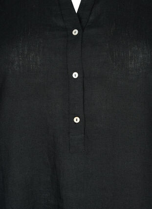 Short-sleeved dress in 100% linen, Black, Packshot image number 2