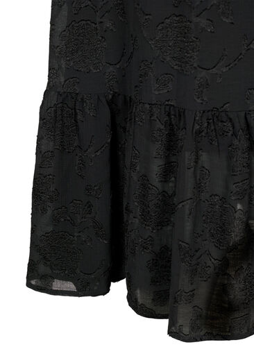 Long-sleeved midi dress in jacquard look, Black, Packshot image number 3