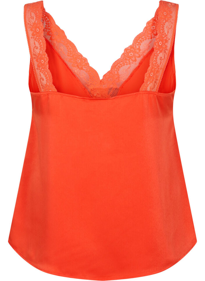 FLASH - Top with v-neck and lace edge, Orange.com, Packshot image number 1