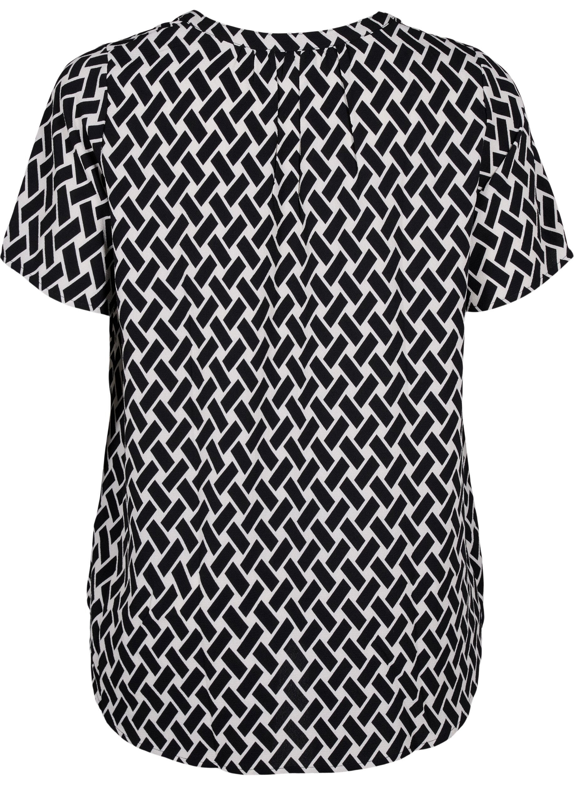 Zizzifashion Blouse with short sleeves and v-neck, Black, Packshot image number 1