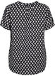 Blouse with short sleeves and v-neck, Black Graphic AOP, Packshot image number 1