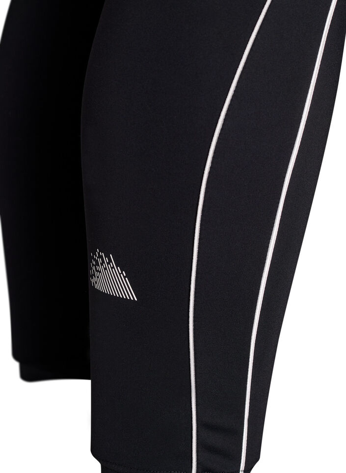 7/8-length training tights with sporty contrast piping, Black, Packshot image number 3