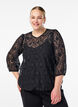 Lace blouse with 3/4 sleeves, Black, Model image number 0