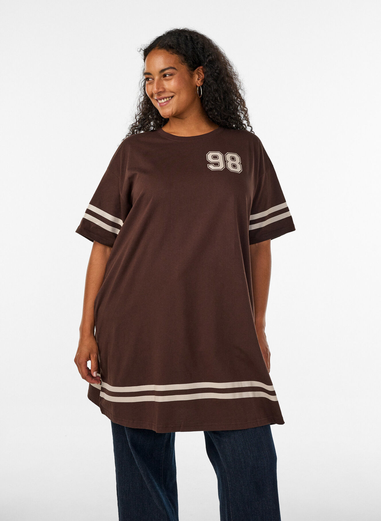 brown t shirt dress Women's Dark Long T-Shirt Shirt Dress boohoo Women's Plus Cotton Tie
