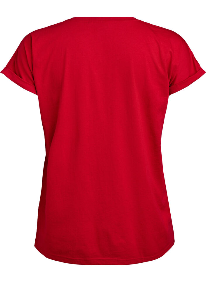 Short sleeved cotton blend t-shirt, Red, Packshot image number 1