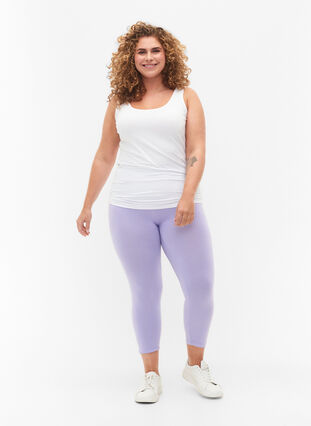 Basic 3/4-length viscose leggings, Lavender, Model image number 2