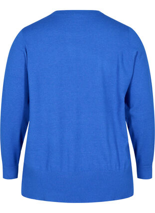 Knitted ribbed sweater with slit, Dazzling Blue Mel., Packshot image number 1