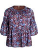 Floral blouse with ruffle sleeves, Brown, Packshot image number 0