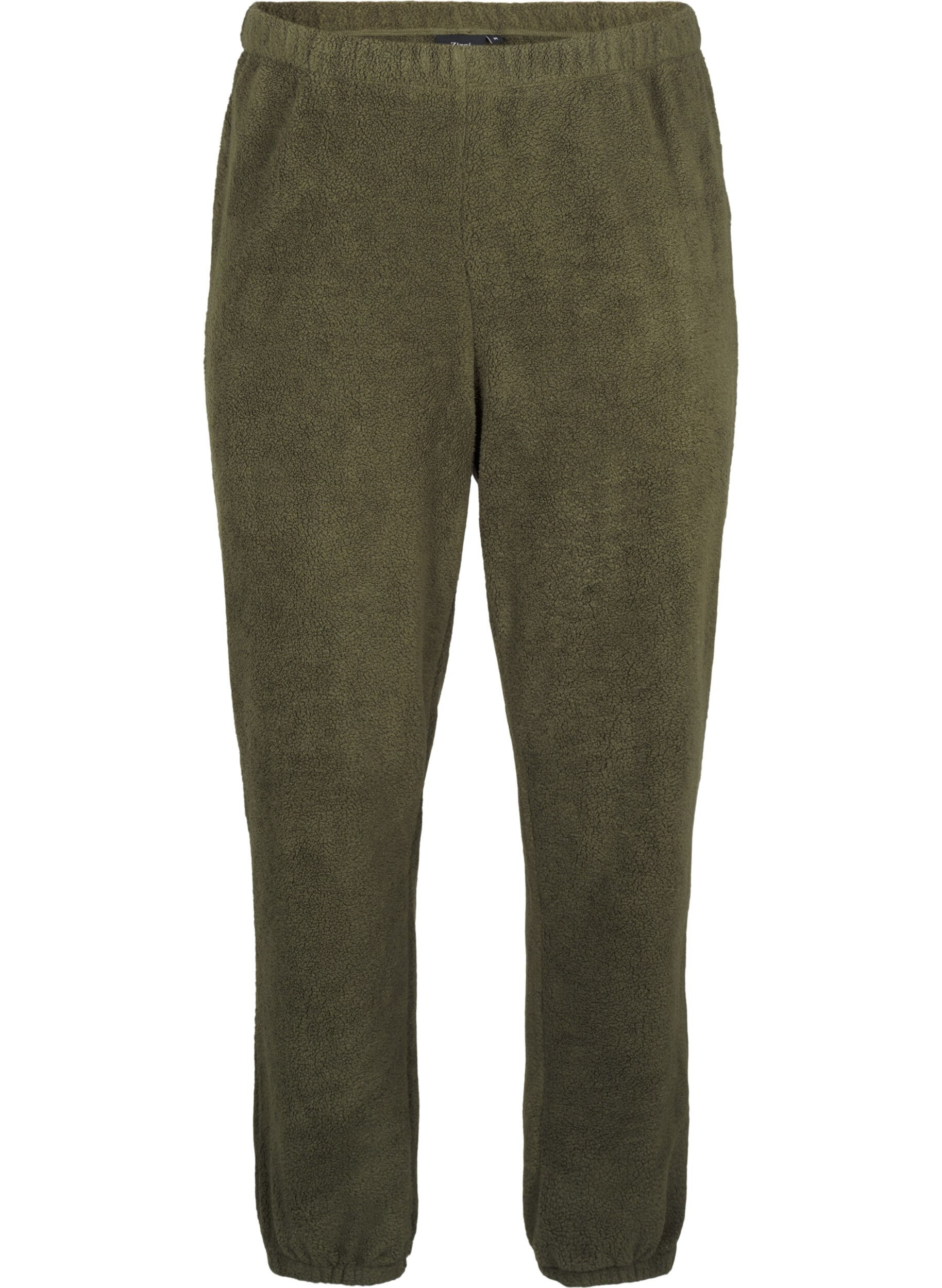 Zizzifashion Soft teddy trousers with elasticated waist, Forest Night, Packshot image number 0
