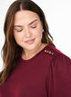 Blouse with button detail and short puff sleeves, Dark Bordeaux, Model image number 3