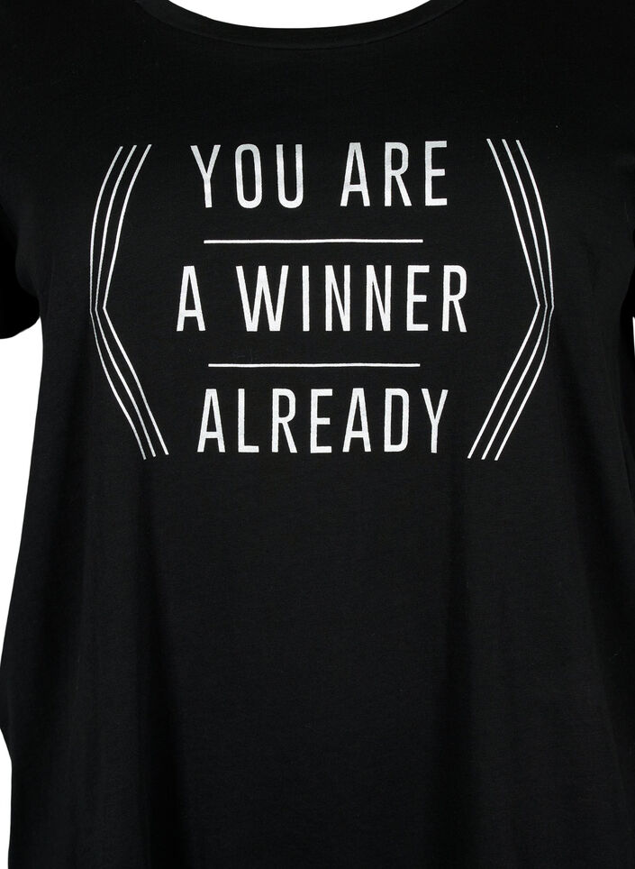 Sports t-shirt with print, Black w. Winner, Packshot image number 2