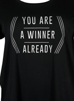 Sports t-shirt with print, Black w. Winner, Packshot image number 2