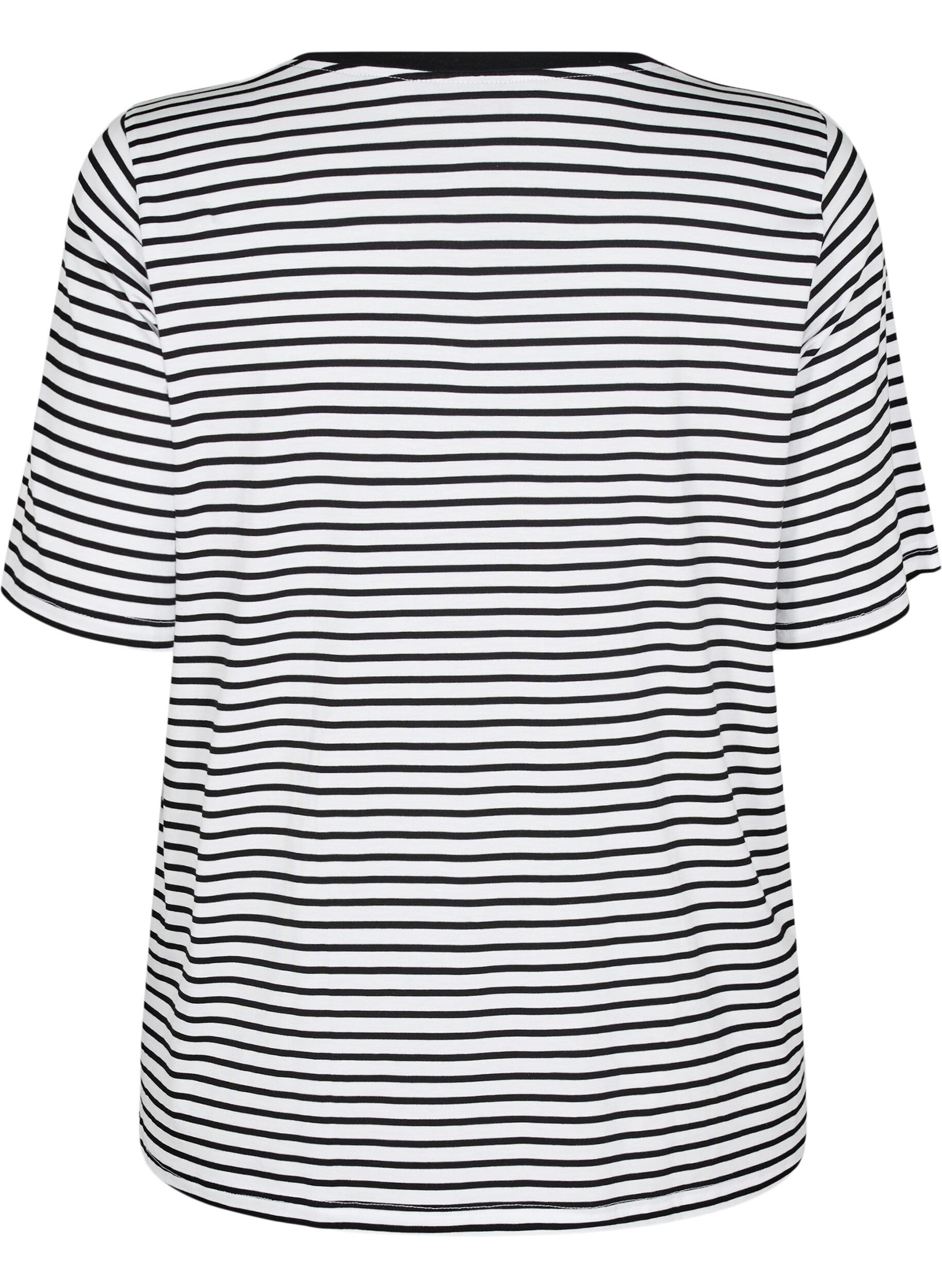 ZizzifashionT-shirt with TENCEL&trade; Lyocell and stripes, White, Packshot image number 1