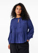 Blouse with bow and long sleeves, Blue, Model image number 0