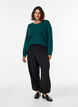 Knitted blouse with a textured openwork pattern, Green, Model image number 1