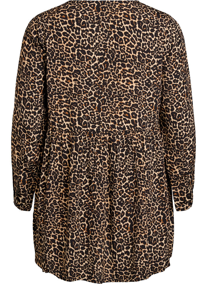 Long-sleeved tunic with a seam, Brown, Packshot image number 1