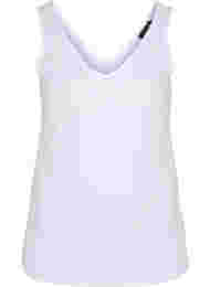 Ribbed basic top with v-neckline, Bright White, Packshot
