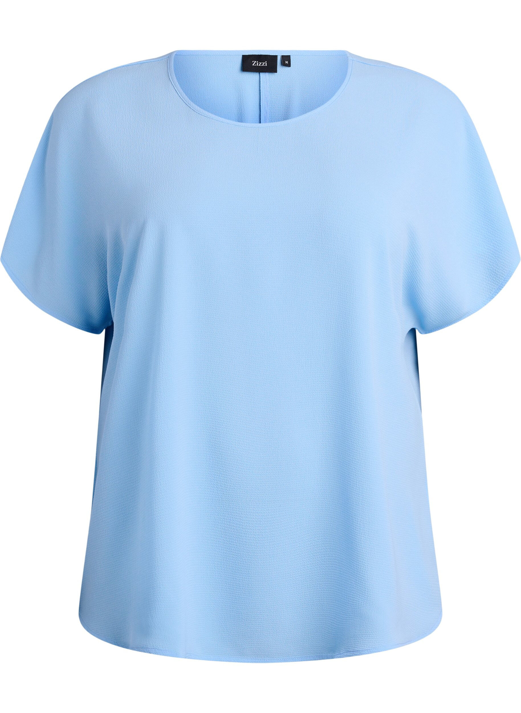 ZizzifashionBlouse with short sleeves and a round neckline, Blue, Packshot image number 0