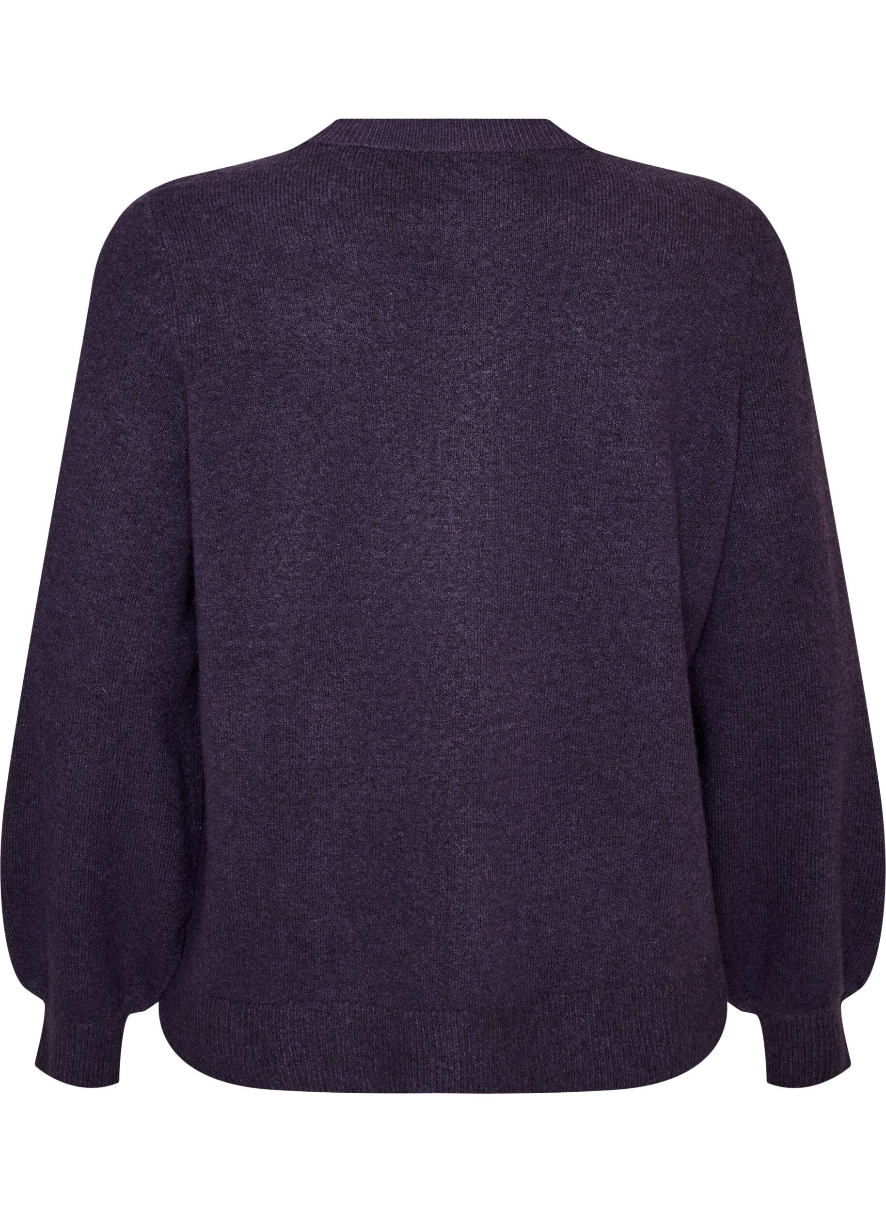 ZizzifashionCardigan in soft knit with gold-coloured buttons, Purple, Packshot image number 1