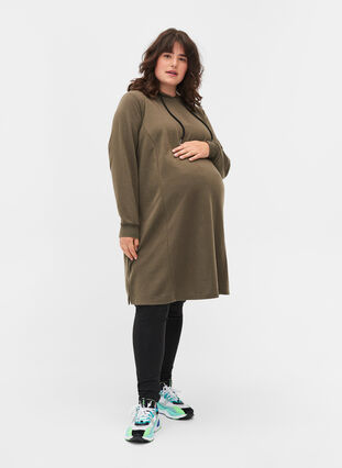 Maternity sweater dress with hood, Ivy Green, Model image number 2