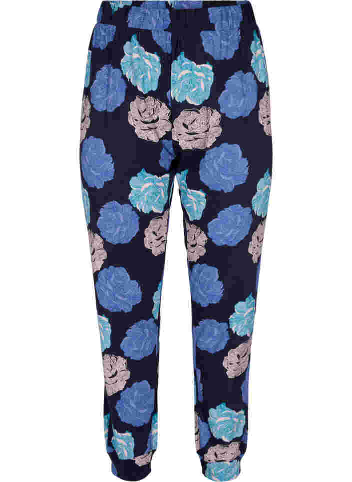 Cotton night trousers with floral print, Blue Flower, Packshot