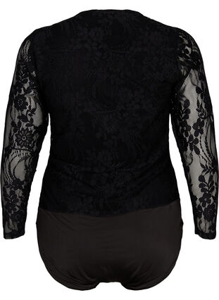 Body with lace and long sleeves, Black, Packshot image number 1