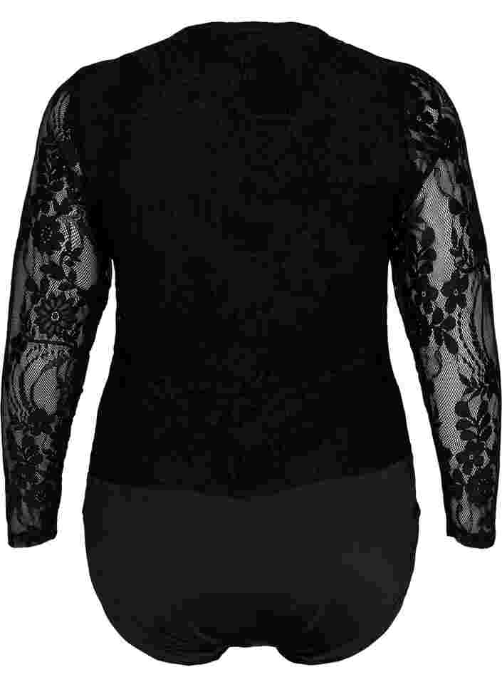 Body with lace and long sleeves, Black, Packshot image number 1