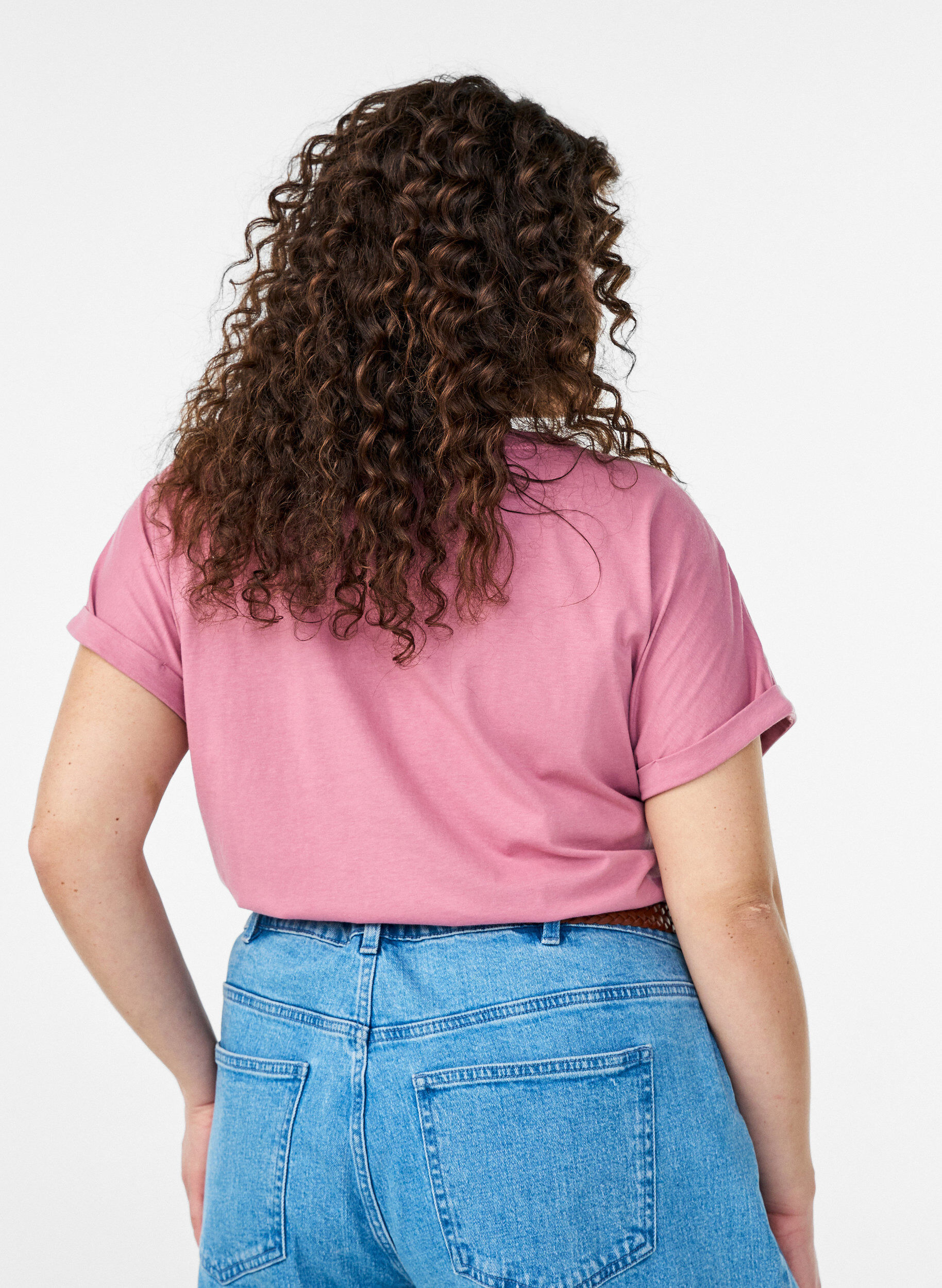 ZizzifashionShort-sleeved cotton blend t-shirt, Rose, Model image number 2