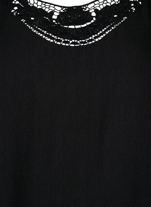 Blouse in viscose with crochet detail, Black, Packshot image number 2