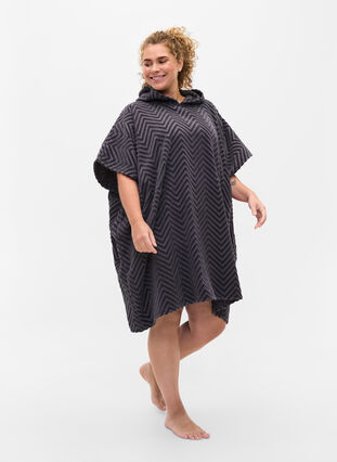Beach poncho in cotton, Grey, Model image number 3