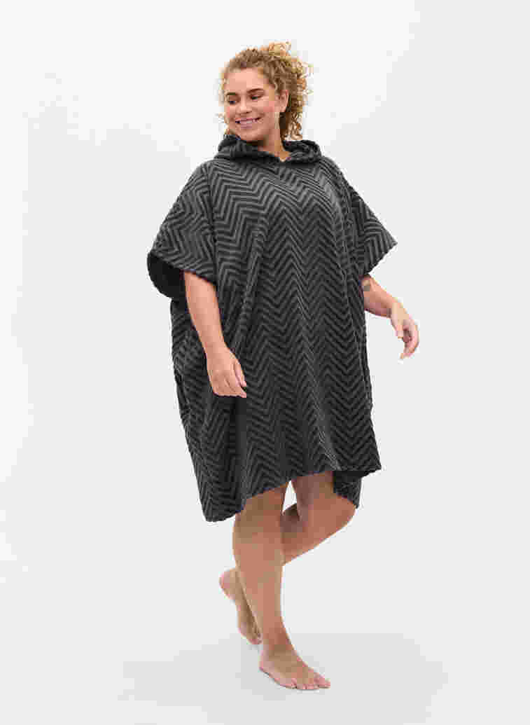 Beach poncho in cotton, Grey, Model image number 3