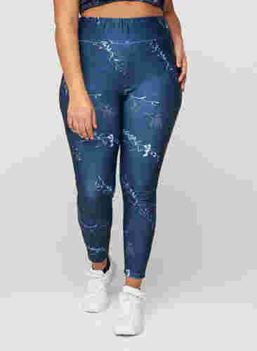 Cropped sports tights with print, Darline Print, Model image number 2