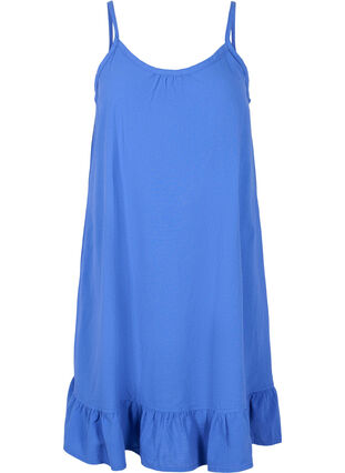 Cotton dress with thin straps and an A-line cut, Dazzling Blue, Packshot image number 0