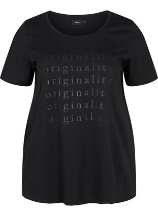 Cotton t-shirt with two-tone printed logo, Black Originality, Packshot image number 0